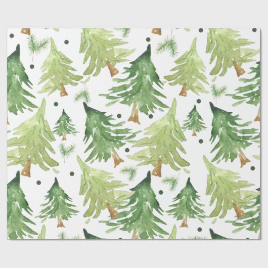 Wasserfarbene Pinienbäume Moderne Rustikal Geschenkpapier (Flach)