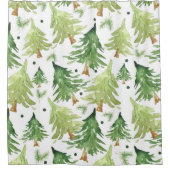 Wasserfarbene Pinienbäume Moderne, rustikale Kraft Duschvorhang (Vorderseite)