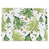 Wasserfarbene Pinienbäume Moderne, rustikale Kraft Große Geschenktüte (Rückseite)