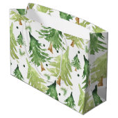 Wasserfarbene Pinienbäume Moderne, rustikale Kraft Große Geschenktüte (Rückseite Schrägansicht)