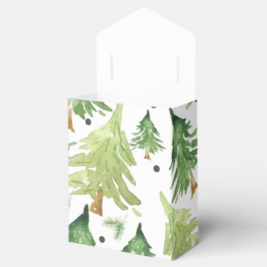 Wasserfarbene Pinienbäume Modernes Rustikales Kraf Geschenkschachtel (Geöffnet)