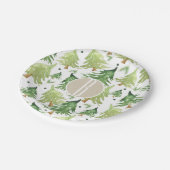 Wasserfarbene Pinienbäume Modernes Rustikales Kraf Pappteller (Schrägansicht)