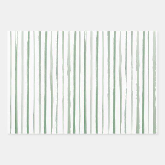 Wasserfarbene Pinienbäume Rote Grüne Streifen Weih Geschenkpapier Set (Vorderseite 3)