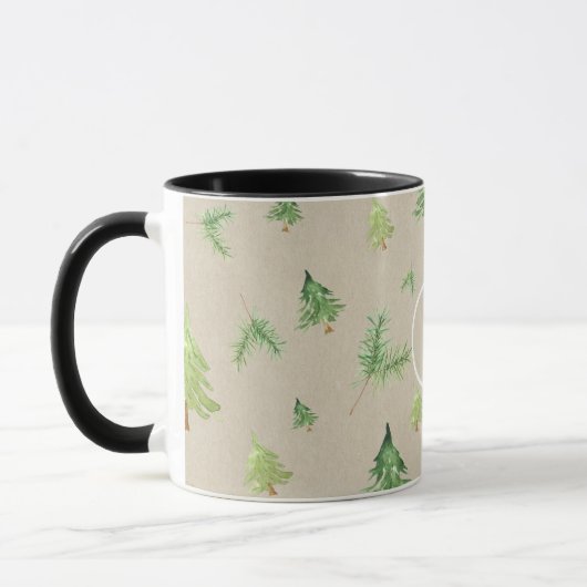 Wasserfarbene Pinienbäume Winter Minimal Rustikal Tasse (Links)