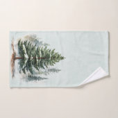 Wasserfarbene Pinienbäume Winter Pine Forest Badhandtuch Set (Handtuch)
