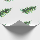 Wasserfarbene Pinienbäume Winterurlaub Geschenkpapier (Ecke)