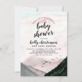 Wasserfarbene Pinienwälder & Gebirge Kinderdusche Einladung (Vorderseite)