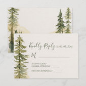 Wasserfarbene Pinienwälder Hochzeit RSVP Karte (Vorne/Hinten)