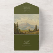 Wasserfarbene Pinienwälder Hochzeiten All In One Einladung (Außenbereich)