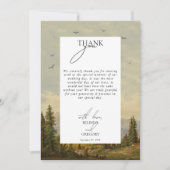 Wasserfarbene Pinienwälder Hochzeiten Dankeskarte (Vorderseite)