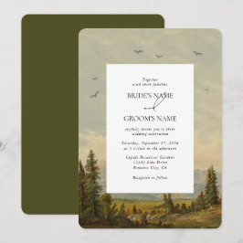 Wasserfarbene Pinienwälder Hochzeiten Einladung