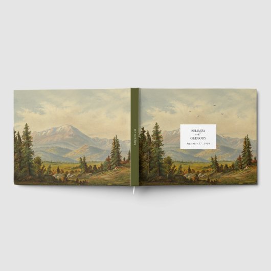 Wasserfarbene Pinienwälder Hochzeiten Gästebuch (Voll)