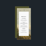 Wasserfarbene Pinienwälder Hochzeiten Menükarte<br><div class="desc">Ein wunderschönes rustikales Hochzeitsdesign in Aquarellfarben mit einem Kiefernwald und Bergen. Ein elegantes Design für jeden,  der Natur,  Bäume,  Vögel,  Aquarellbilder und Pinienwald-Hochzeitskunst Liebe. Ein einzigartiges grünes rustikales Kiefernwald und Hochzeitsmenu mit modernen Elementen. Auch die passenden Hochzeitseinladungen und andere Schreibwaren sind verfügbar.</div>