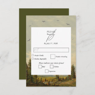 Wasserfarbene Pinienwälder Hochzeiten RSVP Karte