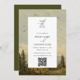 Wasserfarbene Pinienwälder Hochzeiten Save The Date