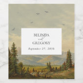 Wasserfarbene Pinienwälder Hochzeiten Weinetikett (Einzelnes Label)