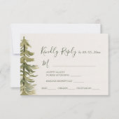 Wasserfarbene Pinienwälder Hochzeitsmahlzeiten RSVP Karte (Vorderseite)