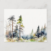 Wasserfarbene Pinienwälder Landschaft Hochzeiten D Begleitkarte (Rückseite)