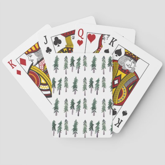 Wasserfarbene Pinienwälder Muster Spielkarten (Rückseite)