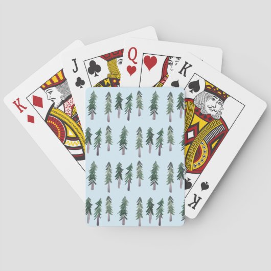 Wasserfarbene Pinienwälder Muster Spielkarten (Rückseite)