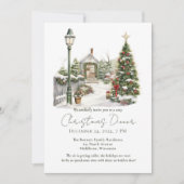 Wasserfarbene Pinienwälder Rustikale Weihnachten Einladung (Vorderseite)