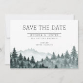 Wasserfarbene Pinienwälder Save the Date Einladung (Vorderseite)
