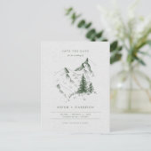 Wasserfarbene Pinienwälder Save the Date Karte (Stehend Vorderseite)