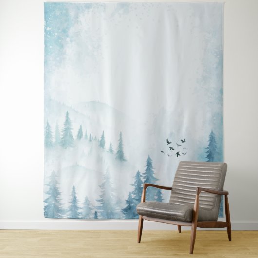 Wasserfarbene Pinienwälder Wandteppich (Beispiel)