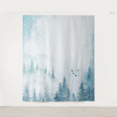 Wasserfarbene Pinienwälder Wandteppich (Vorderseite)