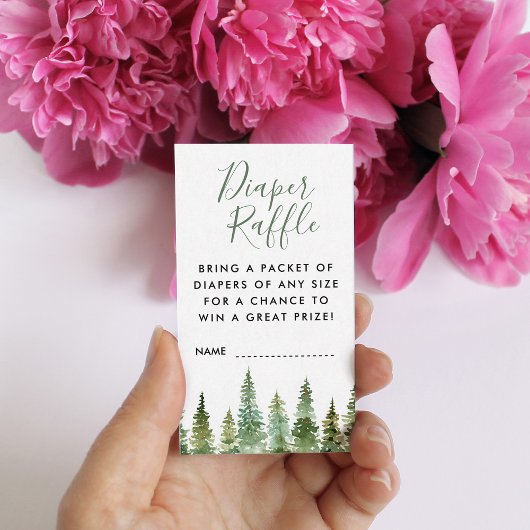 Wasserfarbene Pinienwälder Windelwindeln Umrandung Begleitkarte