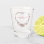 Wasserfarbene Pinienwälder Wreath Schnapsglas (Rückseite)