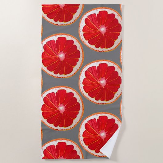 Wasserfarbene Pink Grapefruit Slice Art Strand Sti Strandtuch (Vorderseite)