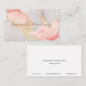 Wasserfarbene Pink & Grau Moderne Visitenkarte (Vorne/Hinten)