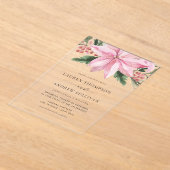Wasserfarbene Pink Poinsettia Hochzeit der Blumen Acryleinladungen (Ablage )