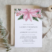 Wasserfarbene Pink Poinsettia Hochzeit der Blumen Einladung