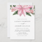 Wasserfarbene Pink Poinsettia Hochzeit der Blumen Einladung (Vorderseite)
