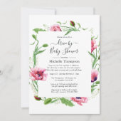 Wasserfarbene Pink-Poppies Hochzeit Einladung (Vorderseite)