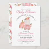 Wasserfarbene Pink Pumpkins Rose | Babydusche Einladung (Vorne/Hinten)