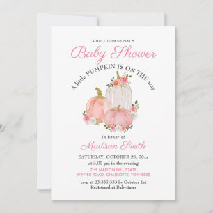 Wasserfarbene Pink Pumpkins Rose Babydusche Einladung