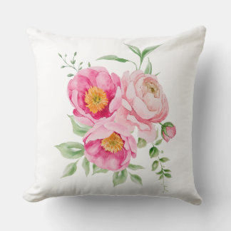 Wasserfarbene Pinke Pfingstrose Florale Wurf Kisse Kissen