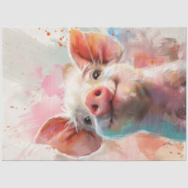 Wasserfarbene Pinky Pig Decoupage Seidenpapier