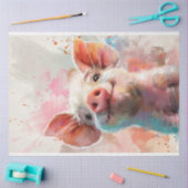 Wasserfarbene Pinky Pig Decoupage Seidenpapier (Basteln)