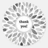 Wasserfarbene Pinselstriche Schwarz-Weiß Dankeschö Runder Aufkleber (Vorderseite)