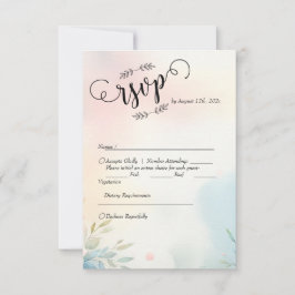 Wasserfarbene Pinselstriche und Skripte: Minimalis RSVP Karte