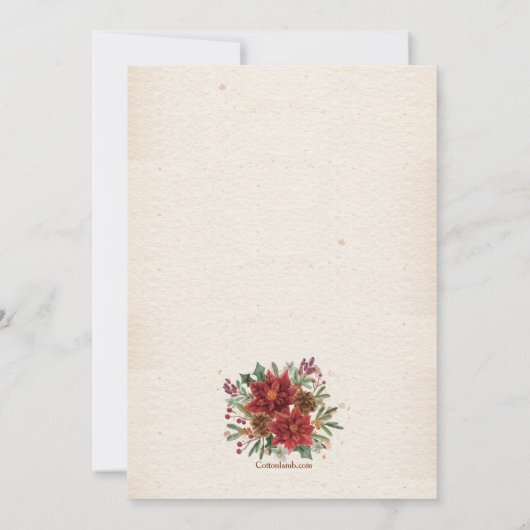 Wasserfarbene Poinsettias und Pine Cones Card (Rückseite)