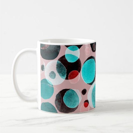 Wasserfarbene Polka-Punkte, abstraktes Muster. Kaffeetasse (Links)