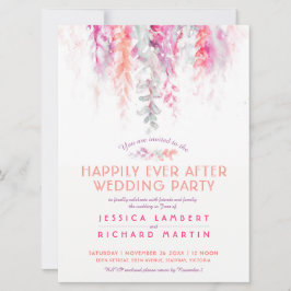 Wasserfarbene Reben Korallen Foto nach Hochzeitsfe Einladung