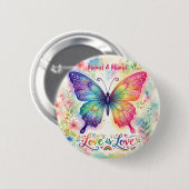 Wasserfarbene Regenbogen-Schmetterling "Liebe ist Button (Vorne & Hinten)