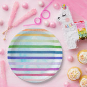 Wasserfarbene Regenbogen Streifen Art Party Tafel Pappteller (Party)