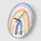 Wasserfarbene Regenbogen und Personalisierte Stein Große Wanduhr (Winkel)